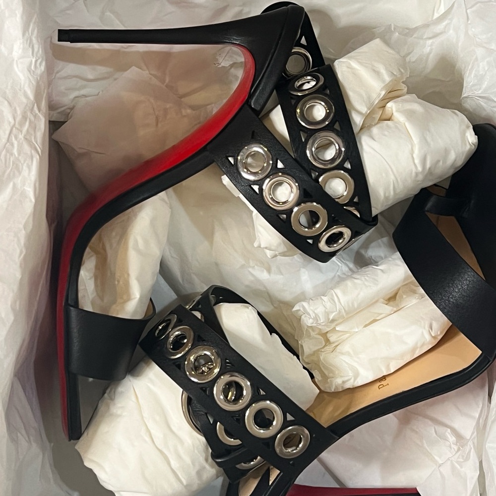 Christian Louboutin Black Heels with Silver Accents - Picture 4 of 7